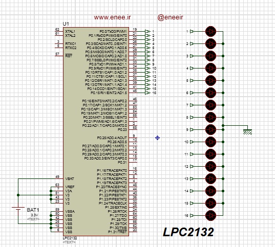 پروژه فلشر با میکروکنترلر lpc2132-شبیه سازی در پروتئوس